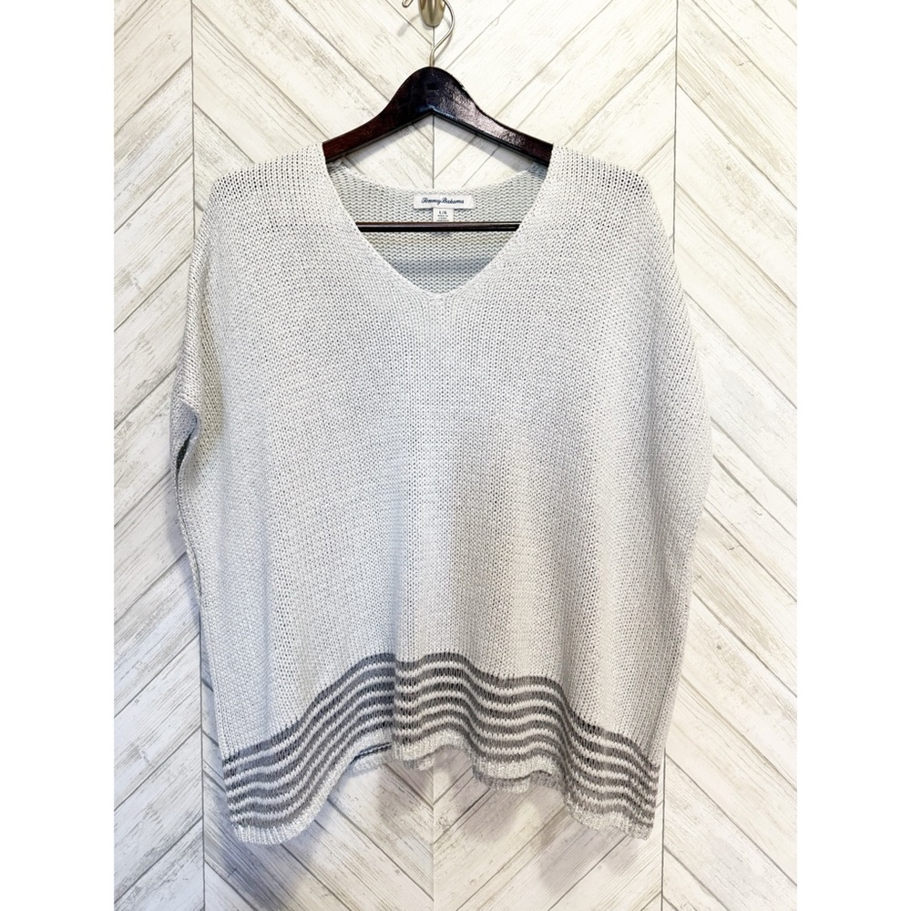 Tommy Bahama Light Gray V-Neck Sweater